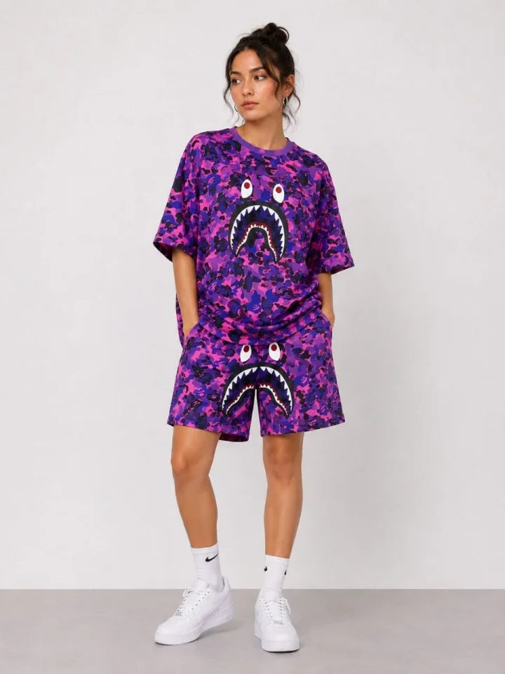 Mamo Mor Şortlu Takım - Mamo kadın butik takım
