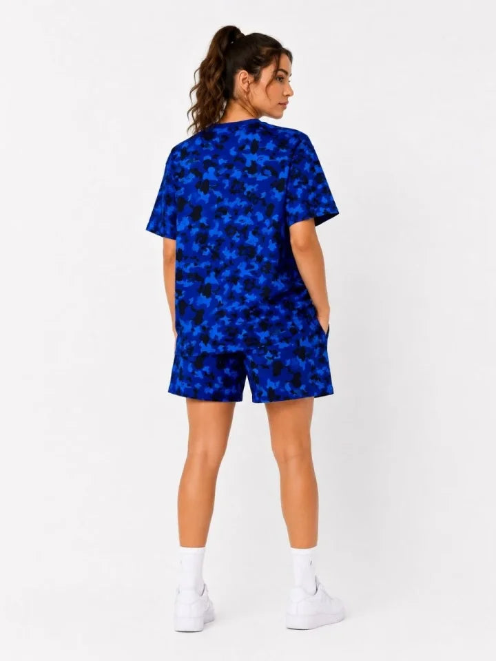 Mamo Mavi Şortlu Takım - Mamo kadın butik takım