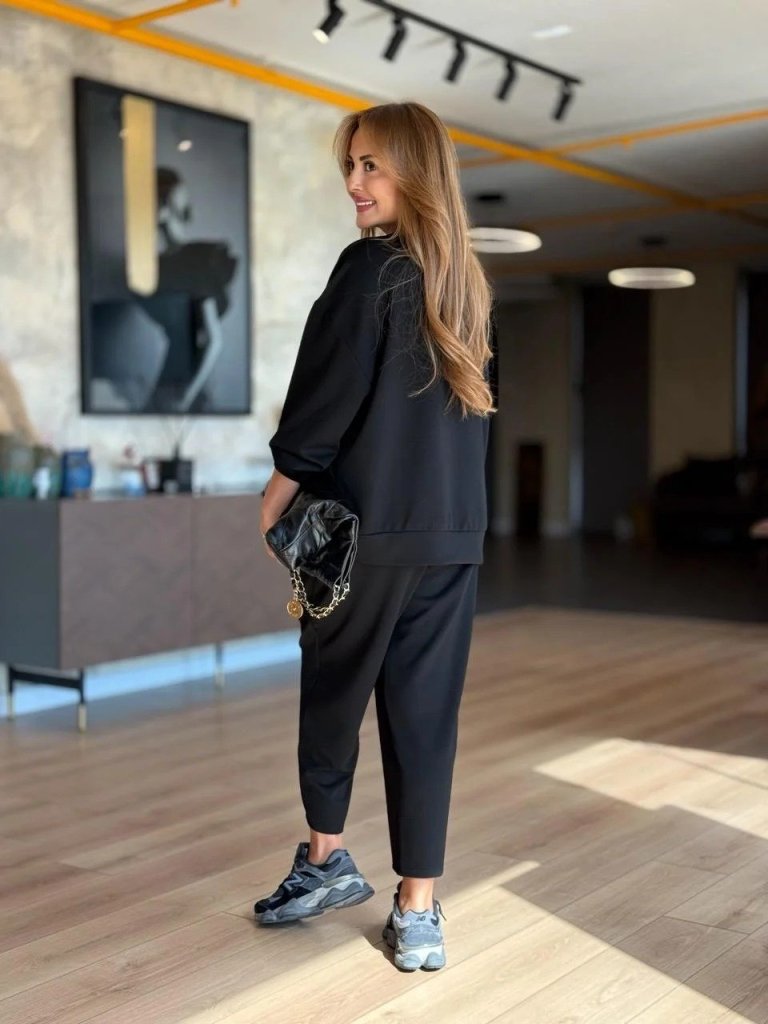 Mamo Siyah Viskon Takım - Mamo kadın butik takım