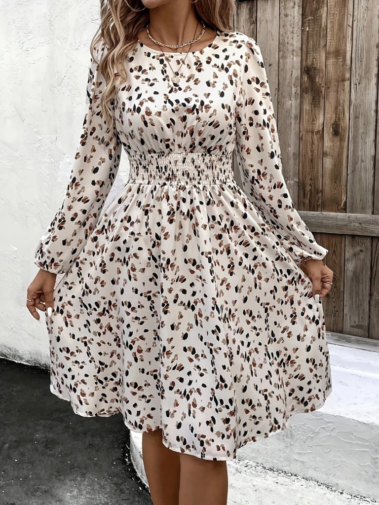 Mamo Bej Midi Elbise - Mamo kadın butik elbise