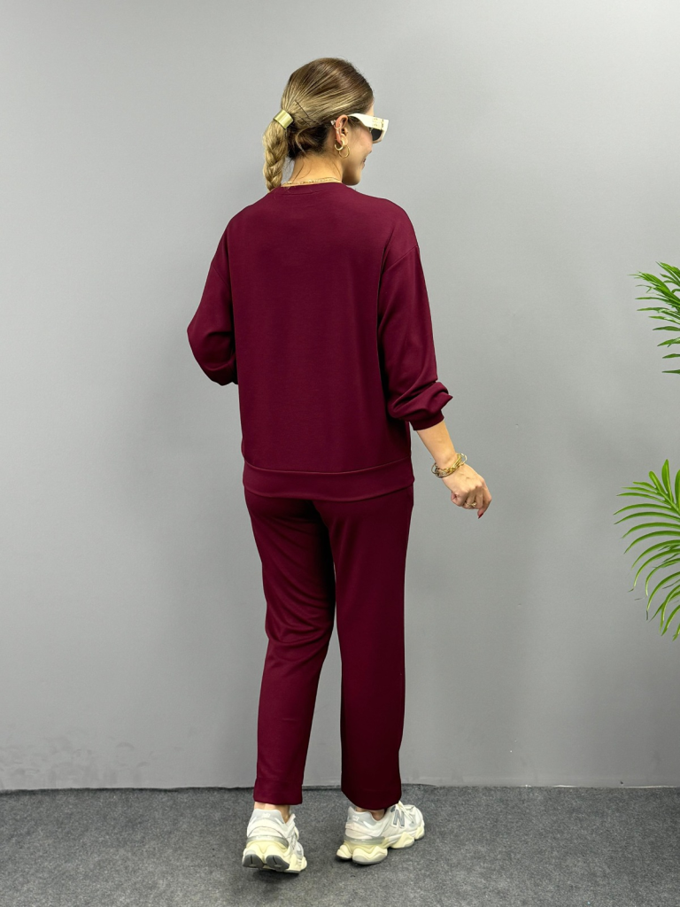 Mamo Bordo Viskon Takım - Mamo kadın butik takım