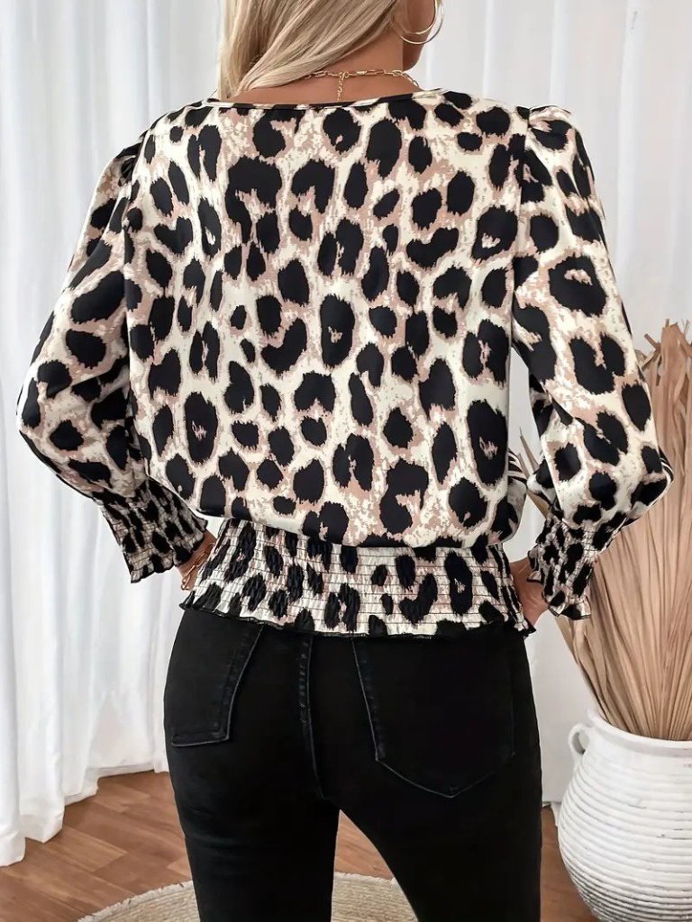 Mamo Leopar Desenli Bluz - Mamo kadın butik bluz