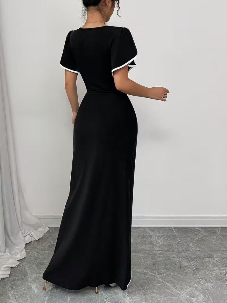 Mamo Siyah Mini Sim Detaylı Krep Elbise - Mamo kadın butik elbise