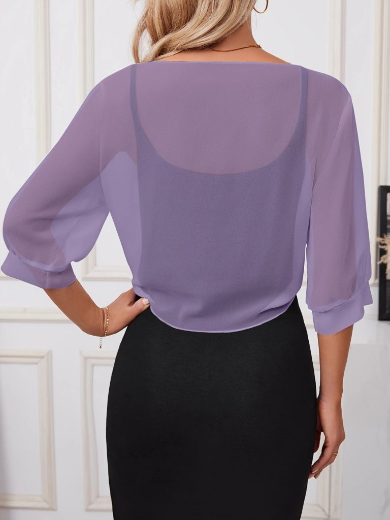 Mamo Lila Bağlamalı Şifon Ceket - Mamo kadın butik üst giyim