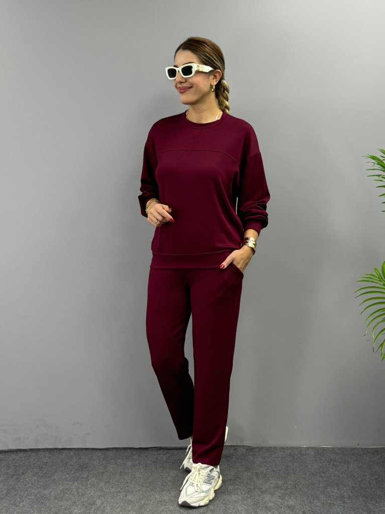 Mamo Bordo Viskon Takım - Mamo kadın butik takım