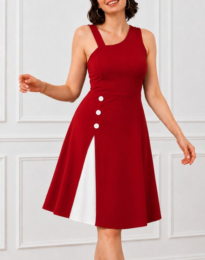 Mamo Kırmızı Mini Askılı Krep Elbise - Mamo kadın butik elbise
