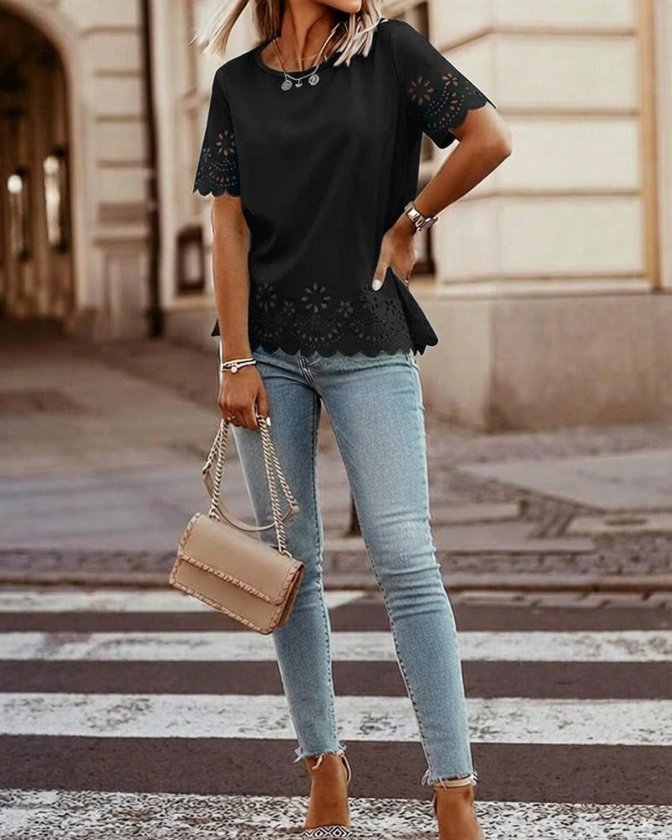 Mamo Siyah Askılı Desenli Krep Bluz - Mamo kadın butik bluz