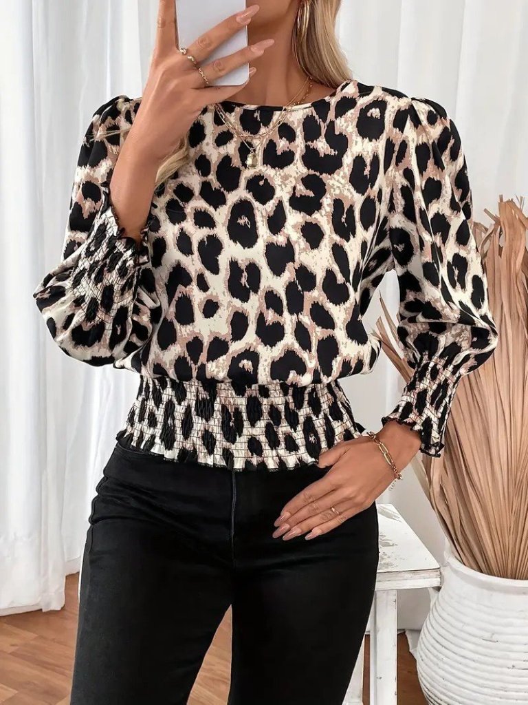 Mamo Leopar Desenli Bluz - Mamo kadın butik bluz