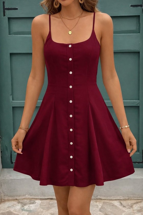 Mamo Kırmızı Mini Askılı Elbise - Mamo kadın butik elbise