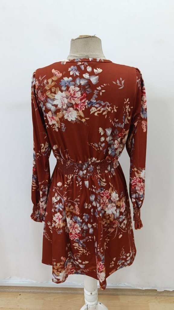 Mamo Desenli Mini Kruvaze Elbise - Mamo kadın butik elbise