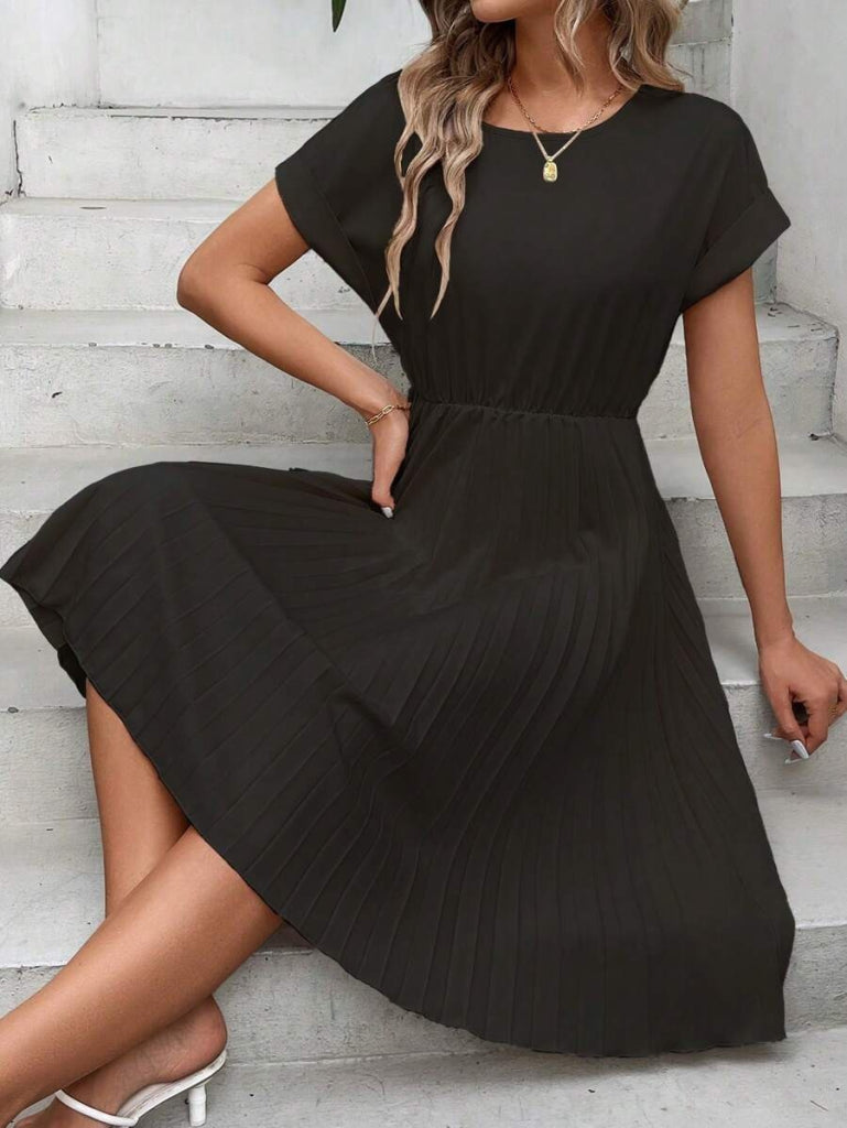 Mamo Siyah Mini Krep Elbise - Mamo kadın butik elbise