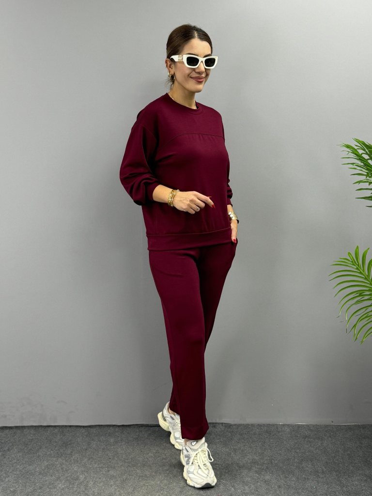 Mamo Bordo Viskon Takım - Mamo kadın butik takım