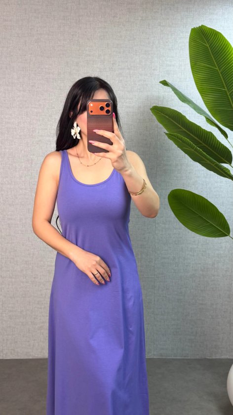 Mamo Lila Askılı Elbise - Mamo kadın butik elbise