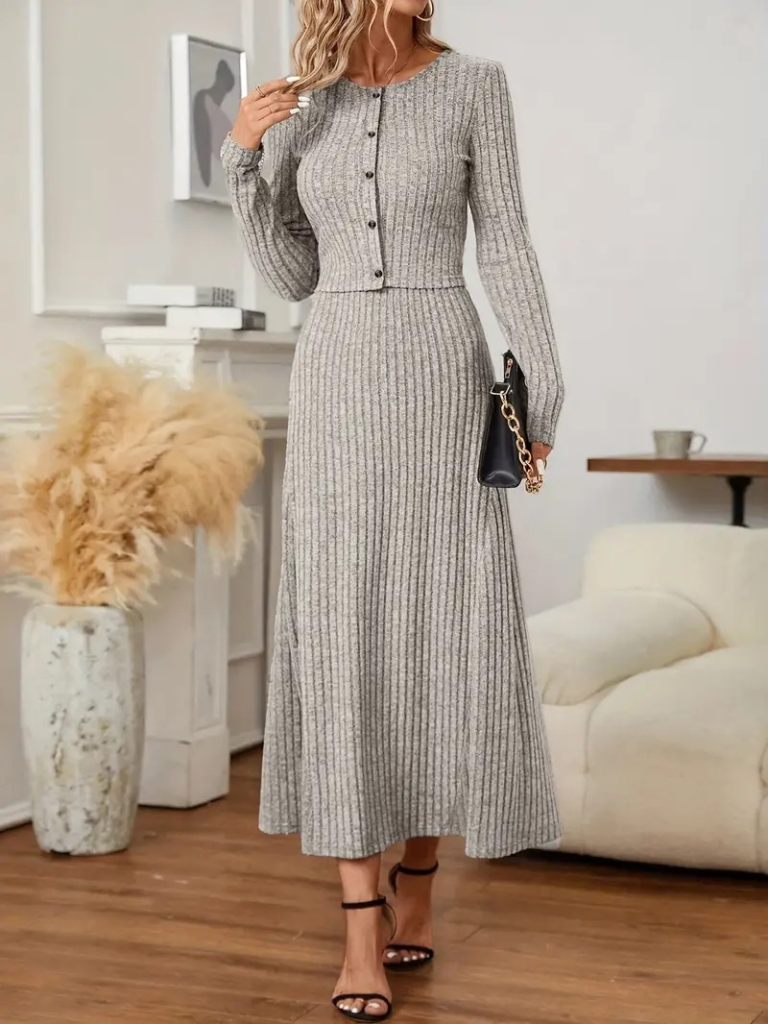Mamo Gri Kaşkorse Takım - Mamo kadın butik takım
