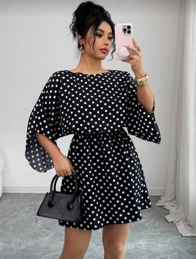 Mamo Siyah Mini Krep Elbise - Mamo kadın butik elbise