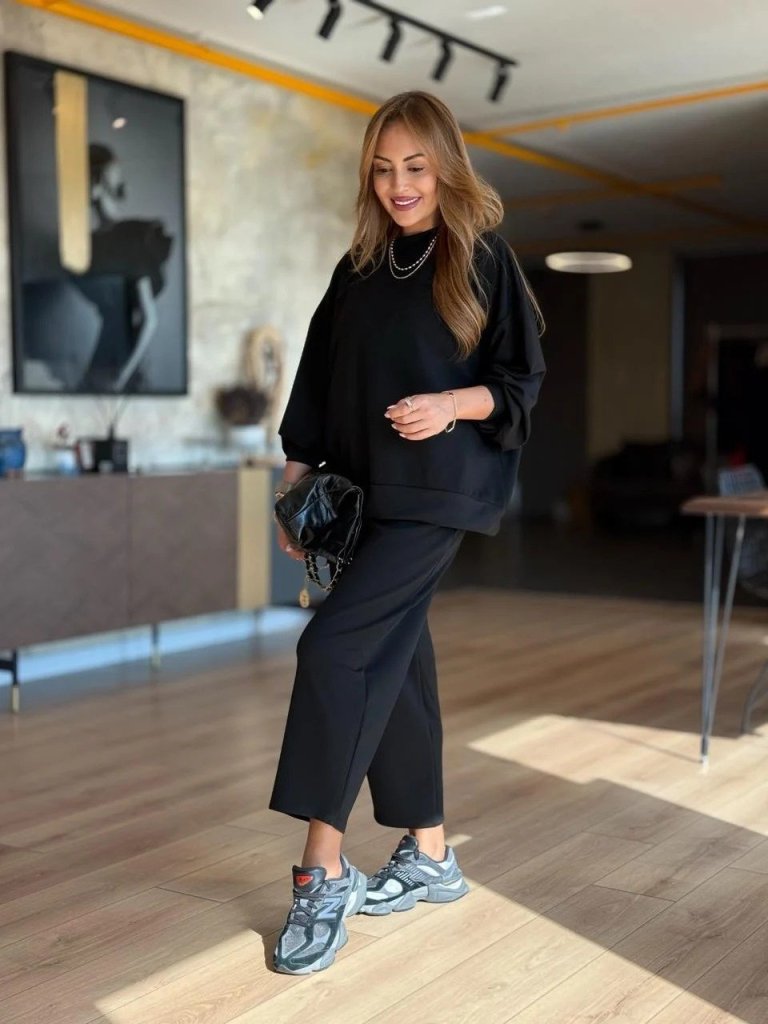 Mamo Siyah Viskon Takım - Mamo kadın butik takım