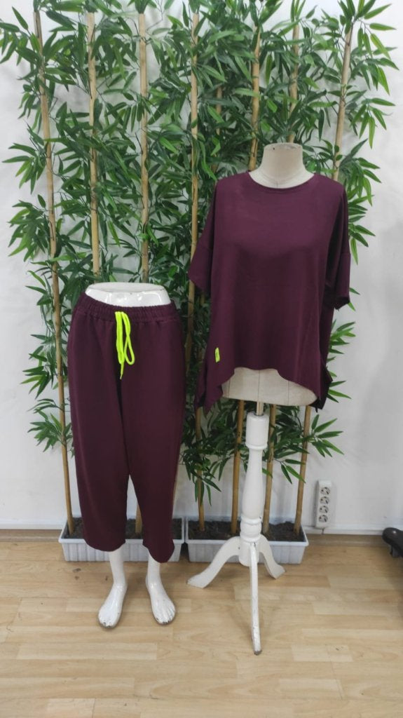 Mamo Bordo Viskon Takım - Mamo kadın butik takım