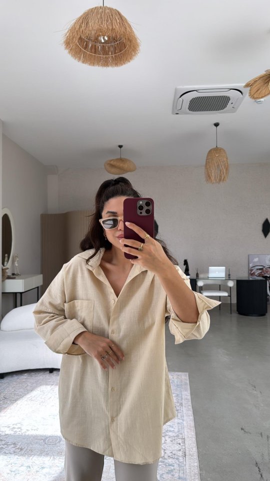 Mamo Vizon Cepli Gömlek - Mamo kadın butik üst giyim