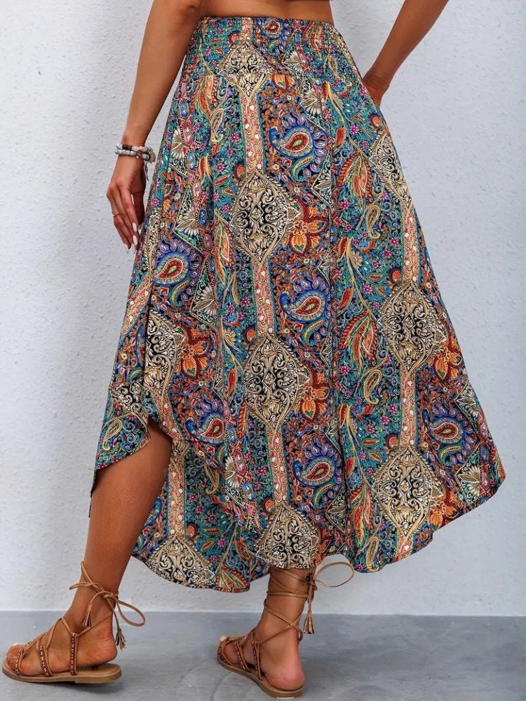 Mamo Desenli Sim Detaylı Etek - Mamo kadın butik alt giyim
