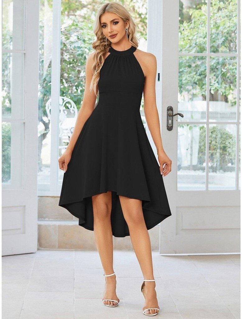 Mamo Siyah Mini Sim Detaylı Krep Elbise - Mamo kadın butik elbise