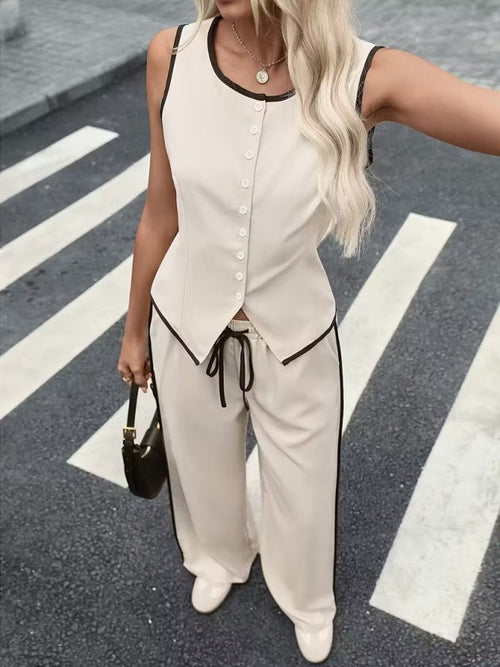 Mamo Bej Yelekli Takım - Mamo kadın butik takım