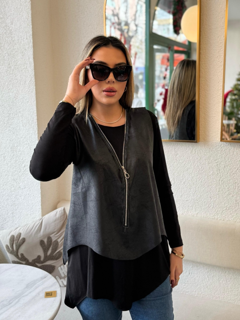 Mamo Siyah Yelekli Takım - Mamo kadın butik takım