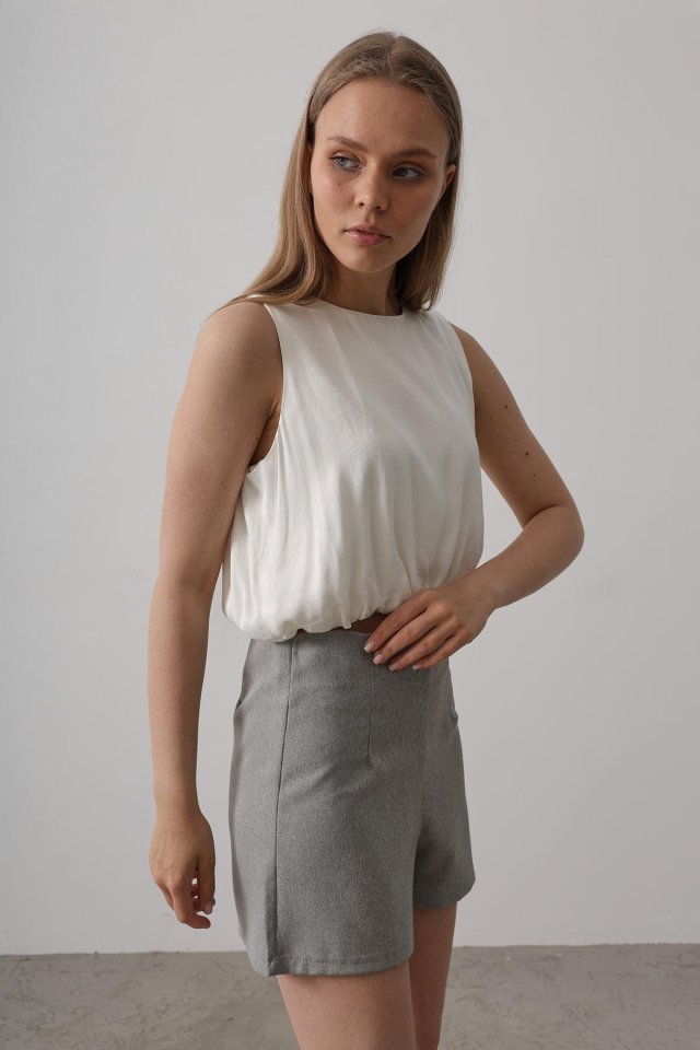 Mamo Ekru Saten Bluz - Mamo kadın butik bluz