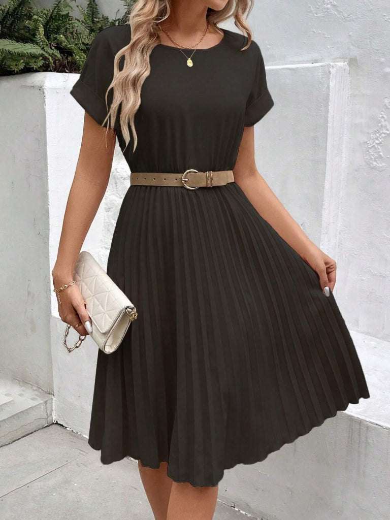 Mamo Siyah Mini Krep Elbise - Mamo kadın butik elbise