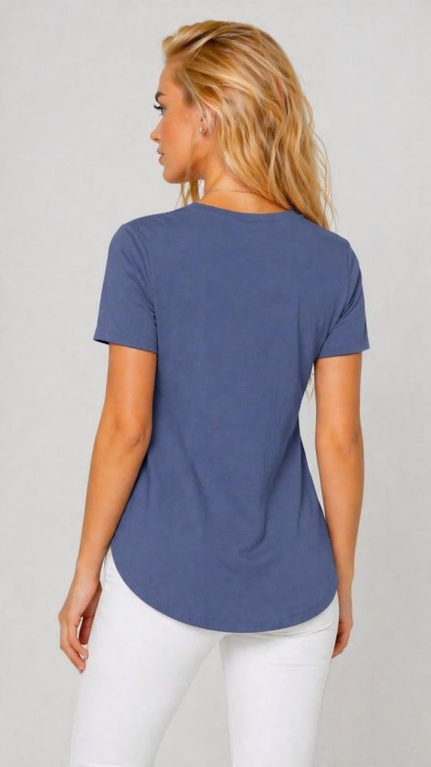 Mamo İndigo Yırtmaç Detaylı Viskon Bluz - Mamo kadın butik bluz