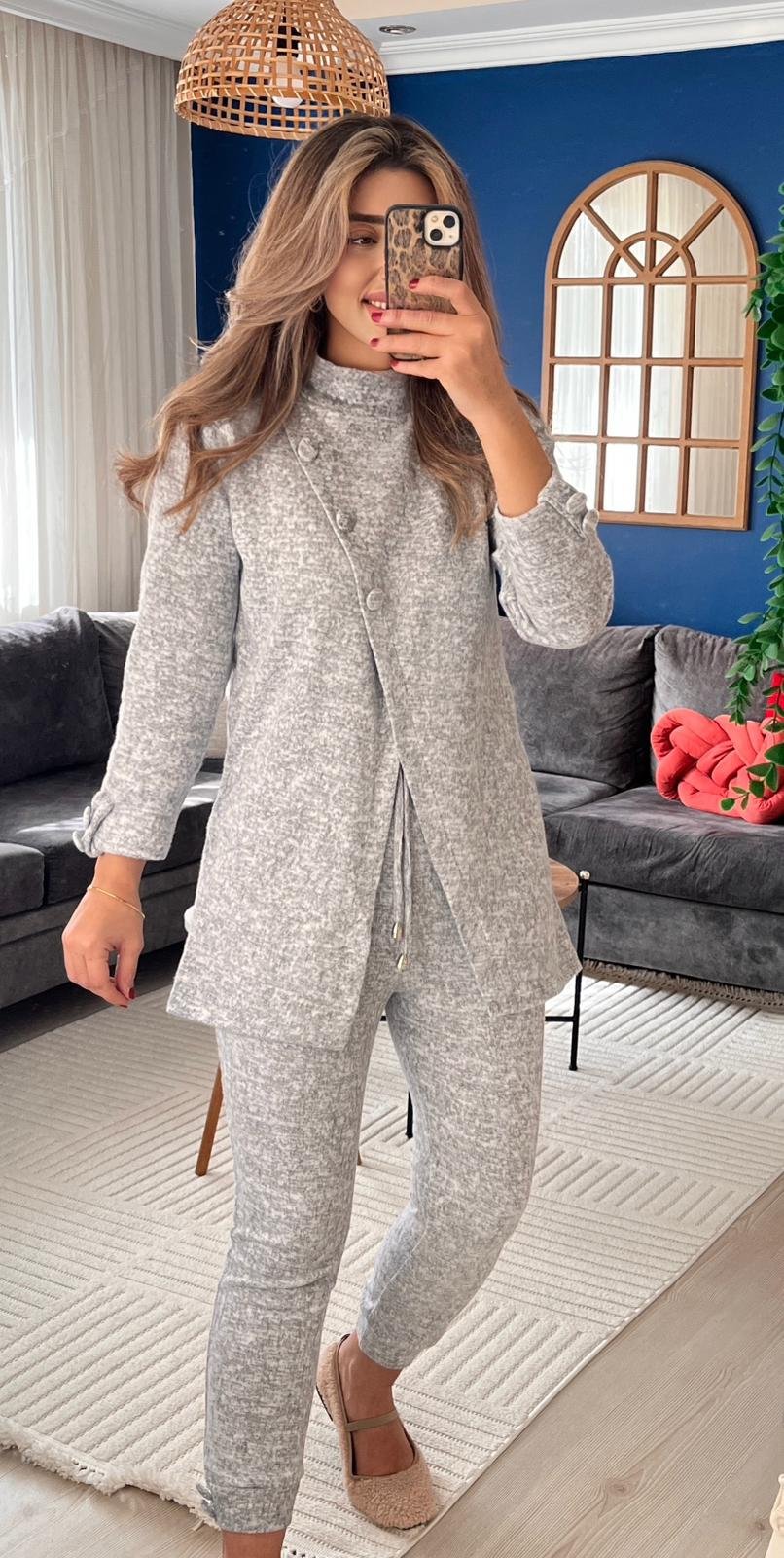 Mamo Gri İkili Takım - Mamo kadın butik takım