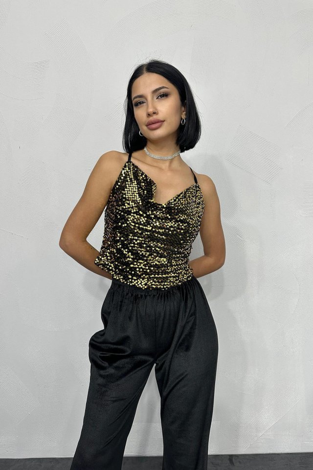 Mamo Gold Askılı Bluz - Mamo kadın butik bluz