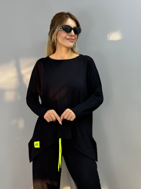 Mamo Siyah Viskon Takım - Mamo kadın butik takım