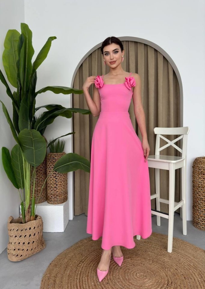 Mamo Pembe Askılı Elbise - Mamo kadın butik elbise