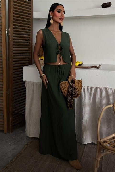 Mamo Haki Bağlamalı Takım - Mamo kadın butik takım