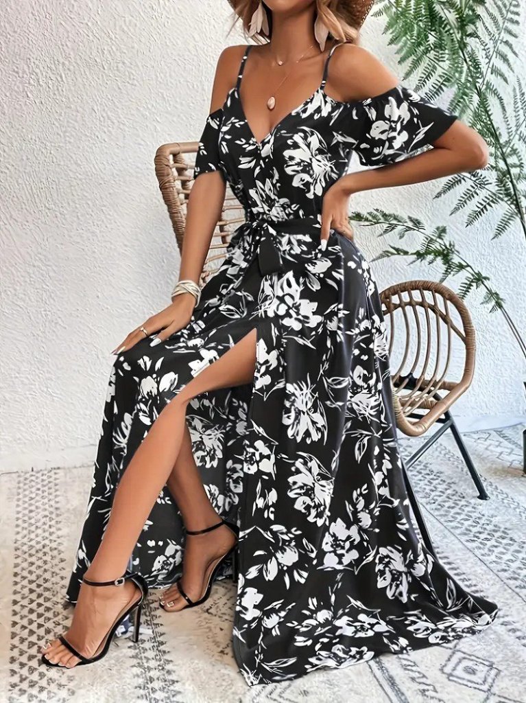 Mamo Siyah Mini Askılı Kruvaze Elbise - Mamo kadın butik elbise