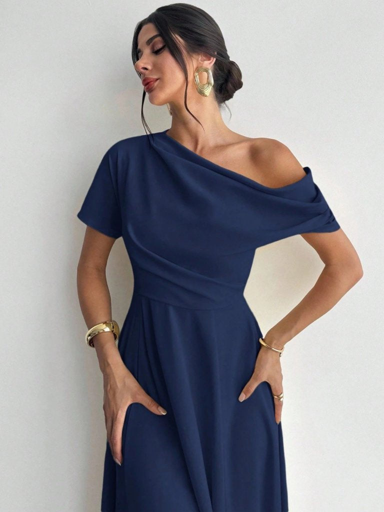 Mamo Lacivert Mini Krep Elbise - Mamo kadın butik elbise