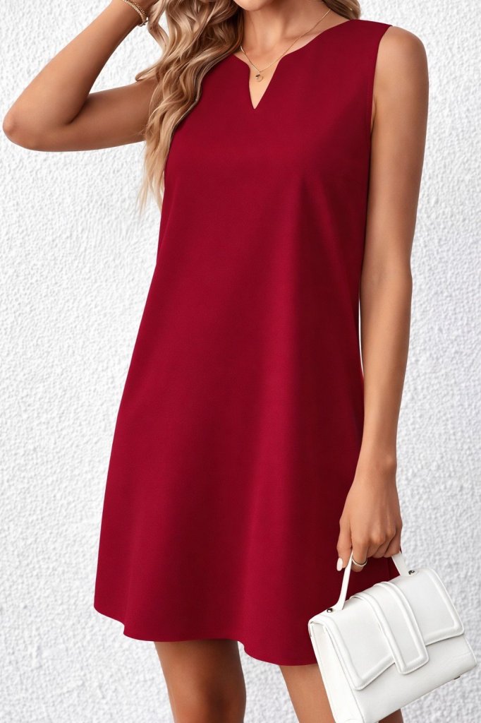 Mamo Bordo Mini Askılı V Yaka Elbise - Mamo kadın butik elbise
