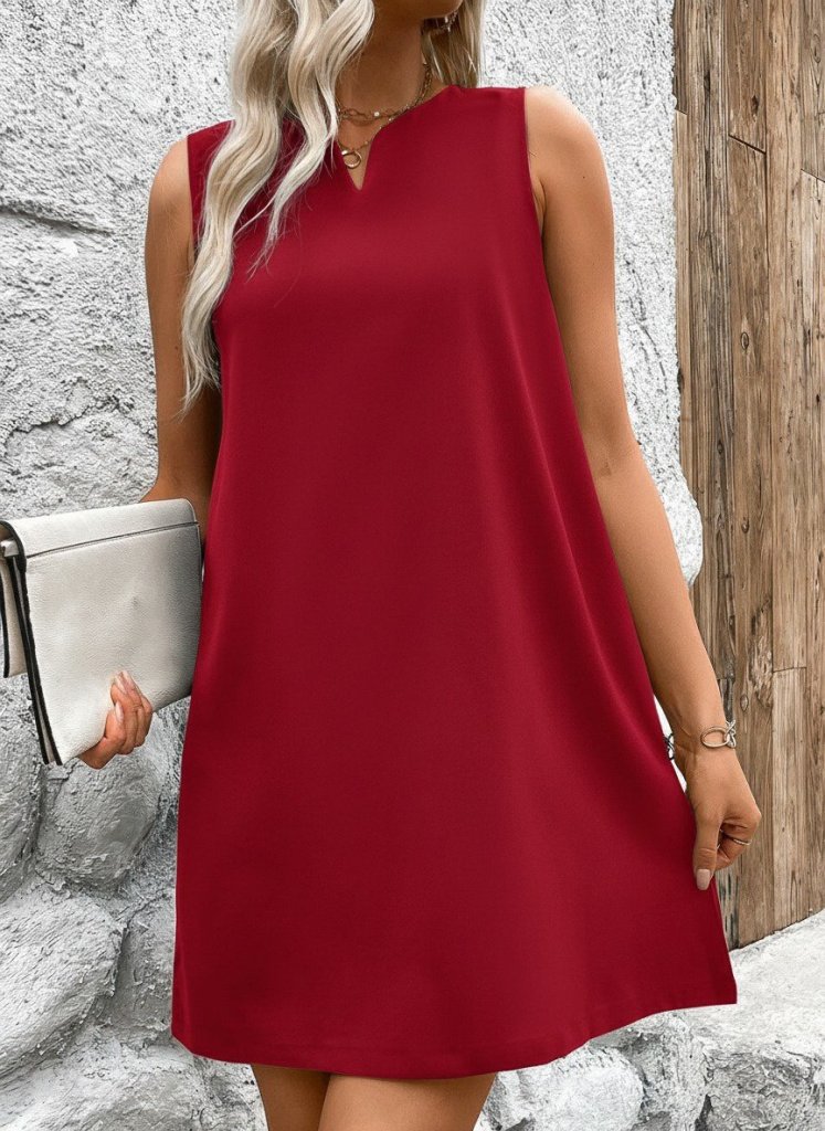 Mamo Kırmızı Mini Askılı V Yaka Elbise - Mamo kadın butik elbise