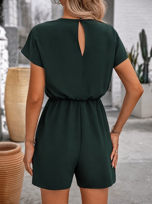 Mamo Yeşil V Yaka Tül Detaylı Krep Takım - Mamo kadın butik takım