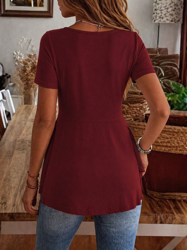 Mamo Bordo Sim Detaylı Viskon Bluz - Mamo kadın butik bluz
