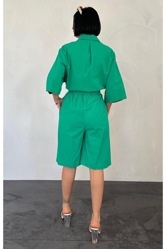 Mamo Yeşil Keten Takım - Mamo kadın butik takım