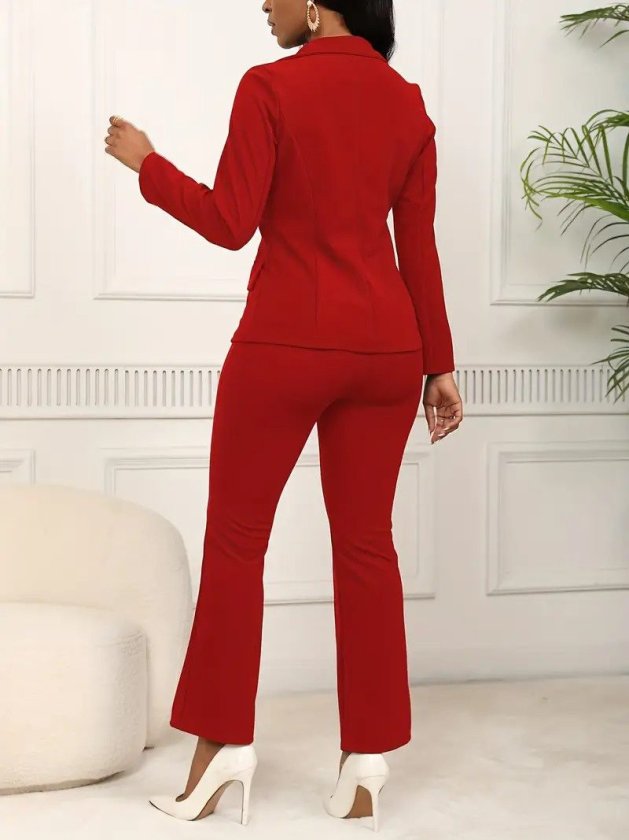 Mamo Kırmızı Krep Takım - Mamo kadın butik takım