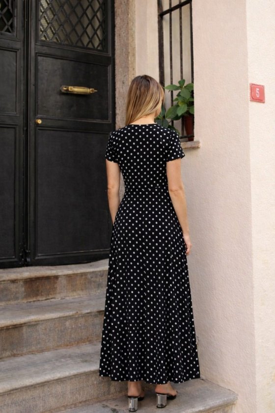Mamo Siyah Mini Krep Elbise - Mamo kadın butik elbise