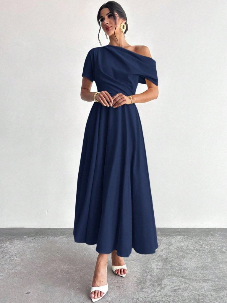Mamo Lacivert Mini Krep Elbise - Mamo kadın butik elbise