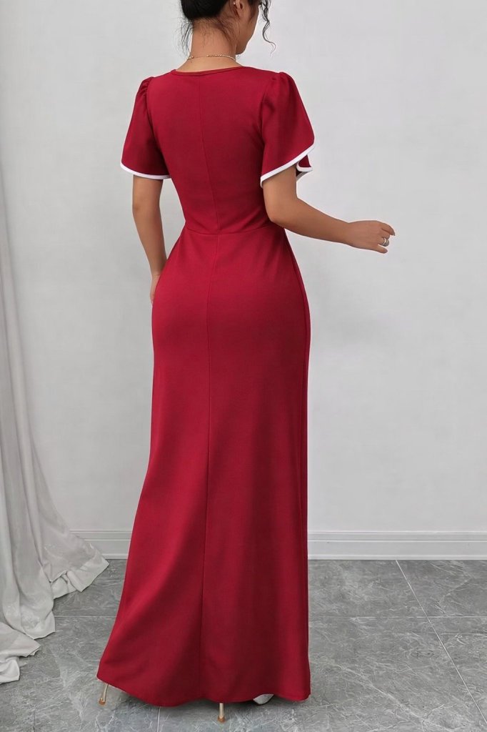 Mamo Kırmızı Mini Sim Detaylı Krep Elbise - Mamo kadın butik elbise