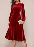 Mamo Bordo Midi Elbise - Mamo kadın butik elbise