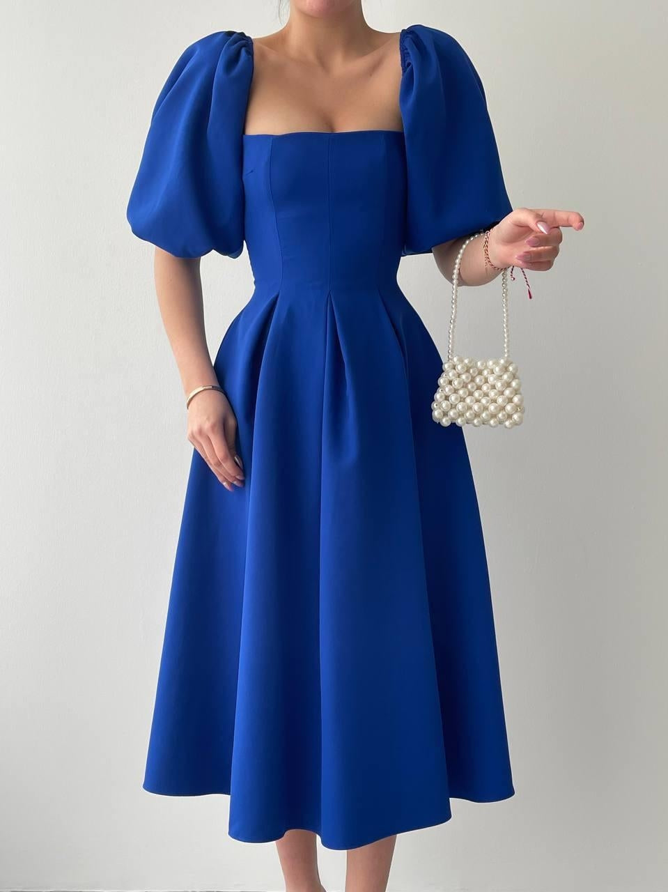 Mamo Saks Midi Elbise - Mamo kadın butik elbise