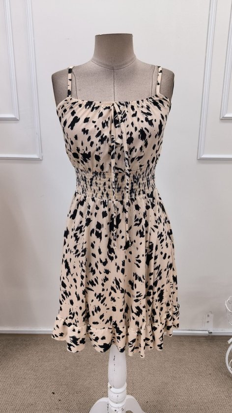 Mamo Leopar Mini Askılı Elbise - Mamo kadın butik elbise