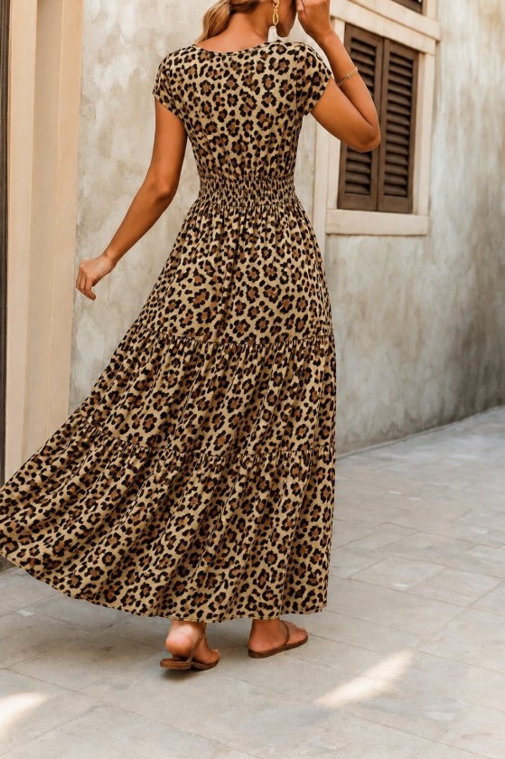 Mamo Leopar Mini Kruvaze Elbise - Mamo kadın butik elbise