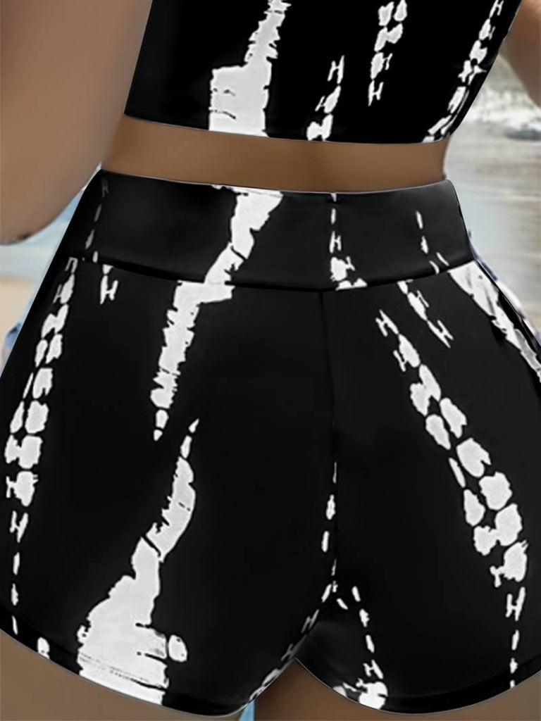 Mamo Siyah Askılı Crop Takım - Mamo kadın butik takım